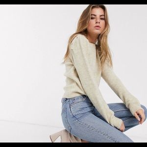 ASOS Oatmeal Puff Sleeve Sweater